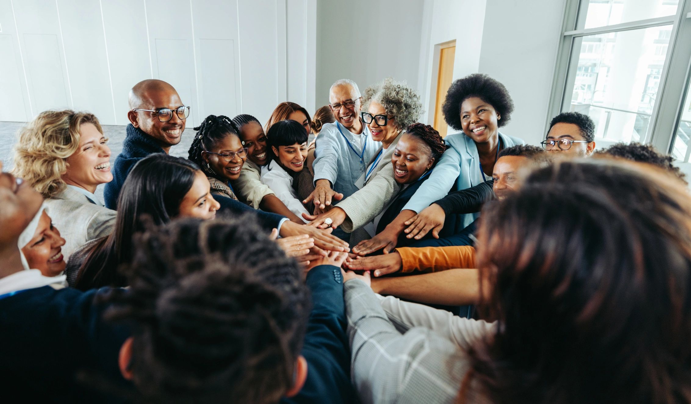 diverse people helping community